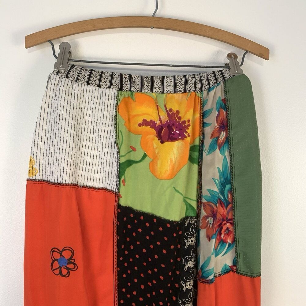 Staley Gretzinger Patchwork Maxi Skirt Boho Cottagecore Colorful Elastic Waist - Picture 5 of 9